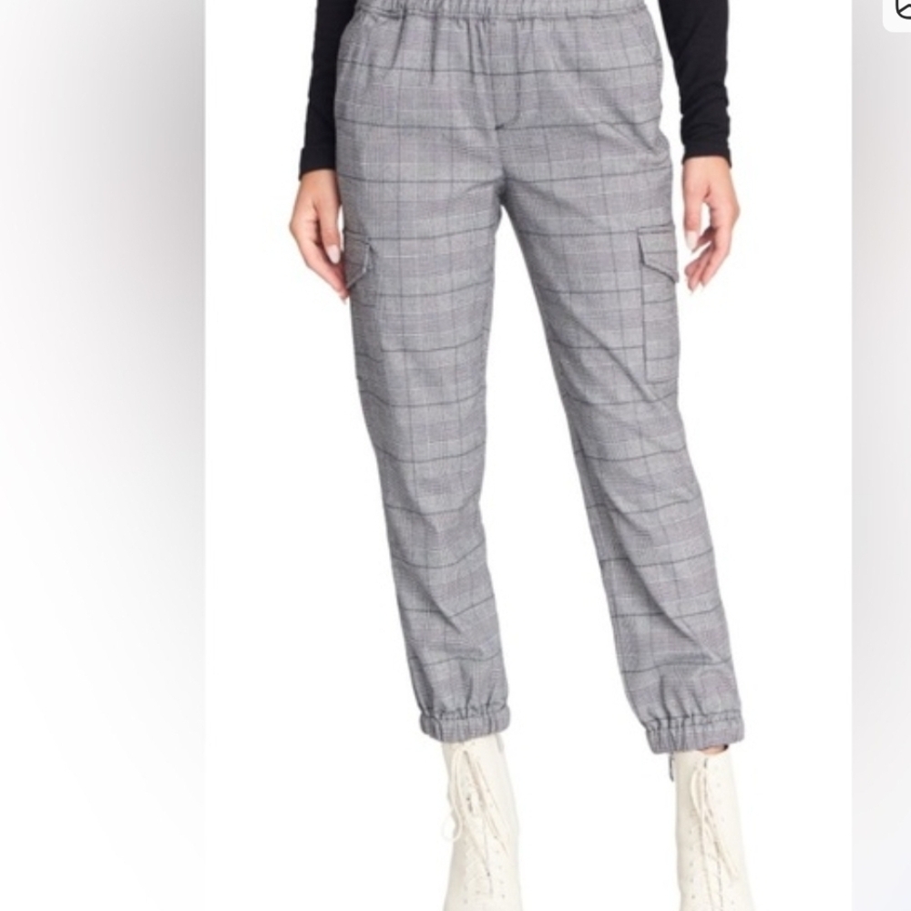 Sanctuary Gray Plaid Cargo Jogger Pants
